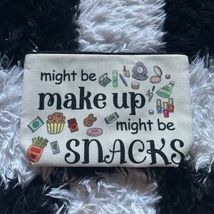 Makeup and Snacks Themed Pouch - White